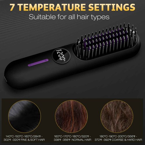 Beard Straightener for Men,Professional Electric Mens Beard Straightening，Anti-Scald Straightening Brush for Beard，Portable for Travel and Home Use, 7 Temperature Setting Comb for Home Travel