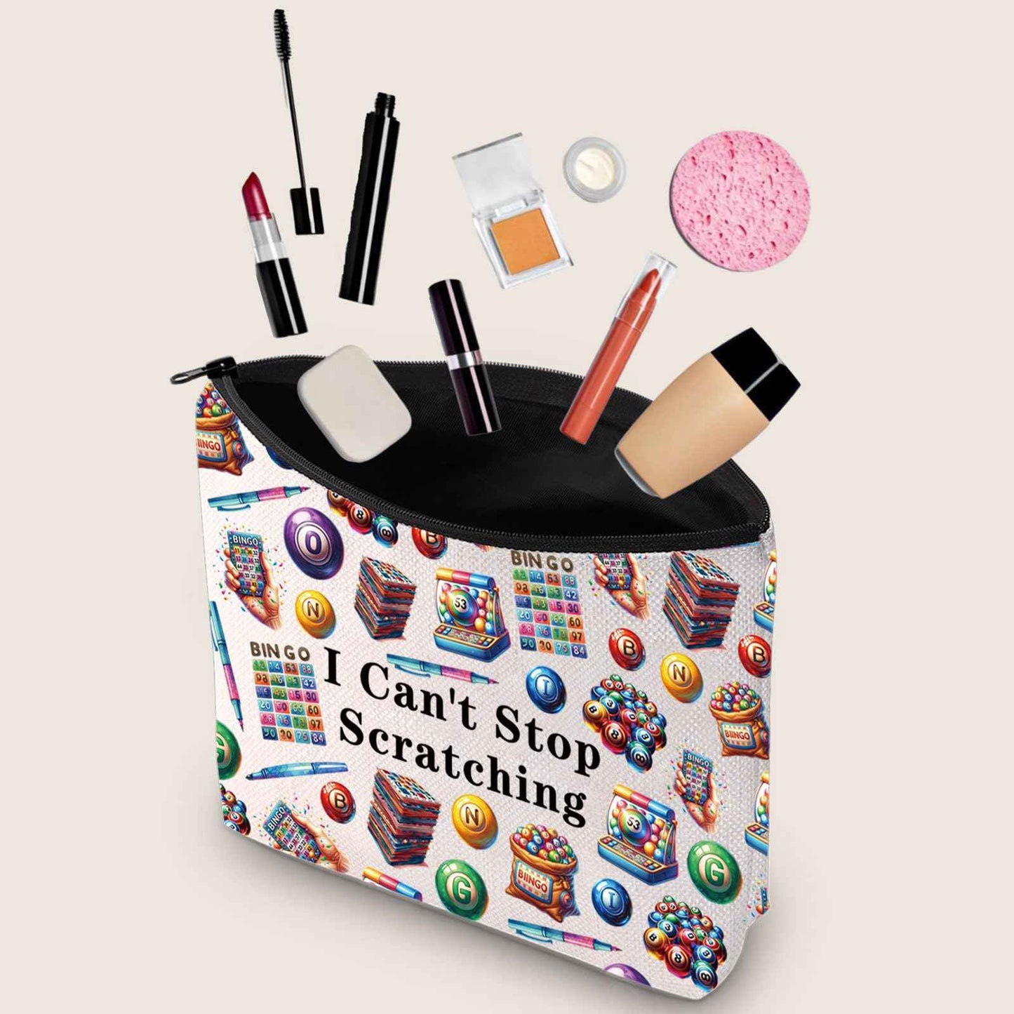 JXGZSO Funny Lottery Scratching Gift I Can't Stop Scratching Makeup Bag Casino Scratch Off Bag Scratch Ticket Gift For Casino Lover Lottery player (Lotto ticket Bag)