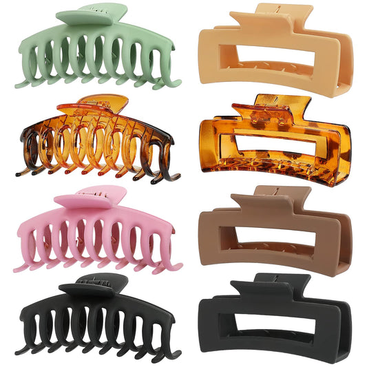 laxizar Claw Clip Hair Clip 8 Pack 4.3 Inch Rectangular Hair Clips for Women Girls Large Hair Jaw Clips Hair Clamps