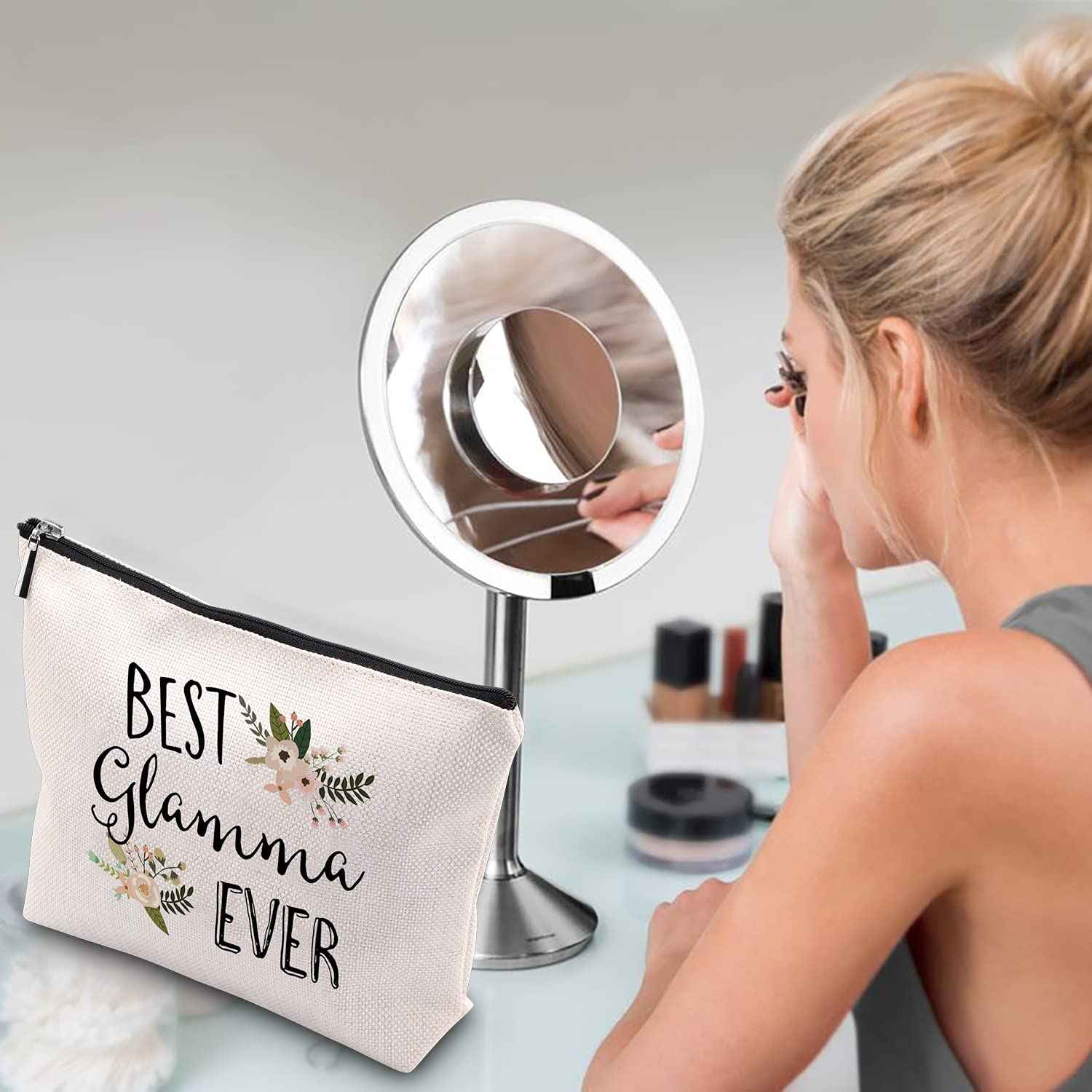 WCGXKO Best Glamma Ever Grandma Gift Glamma Gift Zipper Makeup Bags Travel Waterproof Toiletry Bag Accessories (BEST Glamma)
