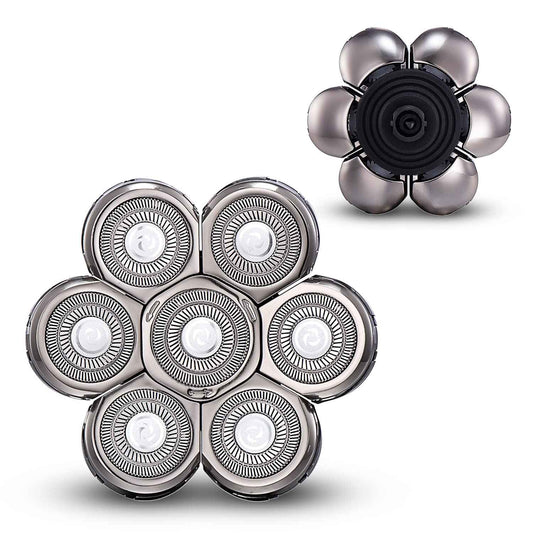 Replacement Head for Electric Shaver Mens Electric Razor Head 7D Close Head Shavers for Men Replacement Head Wet & Dry Bald Shavers Blades Waterproof Shavers Replacement Blades Head （Gold）