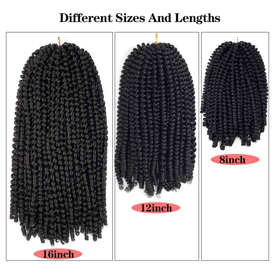 16 inch Spring Twist Crochet Braids Hair for Butterfly Locs Bomb Twist Crochet Hair Beyond Beauty Ombre Colors Synthetic Fluffy Hair Extension 3 Packs(16 Inch, M1B 350)