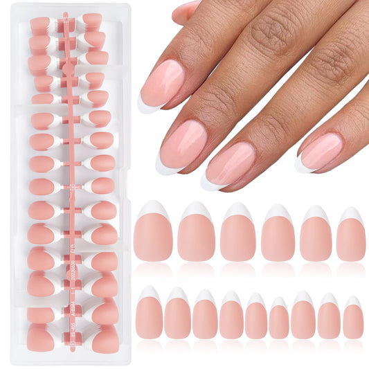 Lifextol 240pc French Tip Press on Nails Short Fake Nails Press ons, 15 Size Acrylic Nails Press on Nails Almond Artifitial Fingernails, 3 in 1 Gel X Nail Tips Square with Nail Glue and Adhesive Tabs