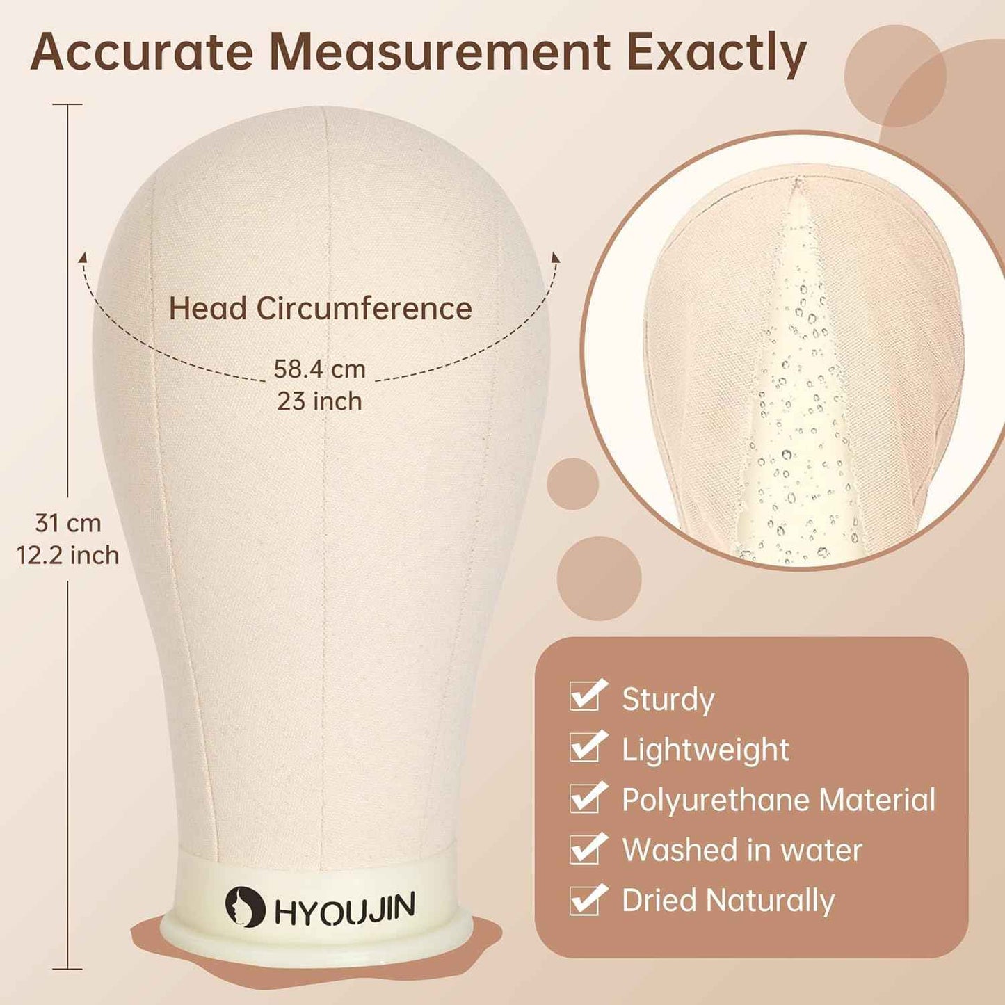 HYOUJIN Wig Stand with Adjustable Mannequin Head, Tripod Stand, Canvas Block Head, Wig Caps, T-Pins, Carry Bag (35.4-52.4in)