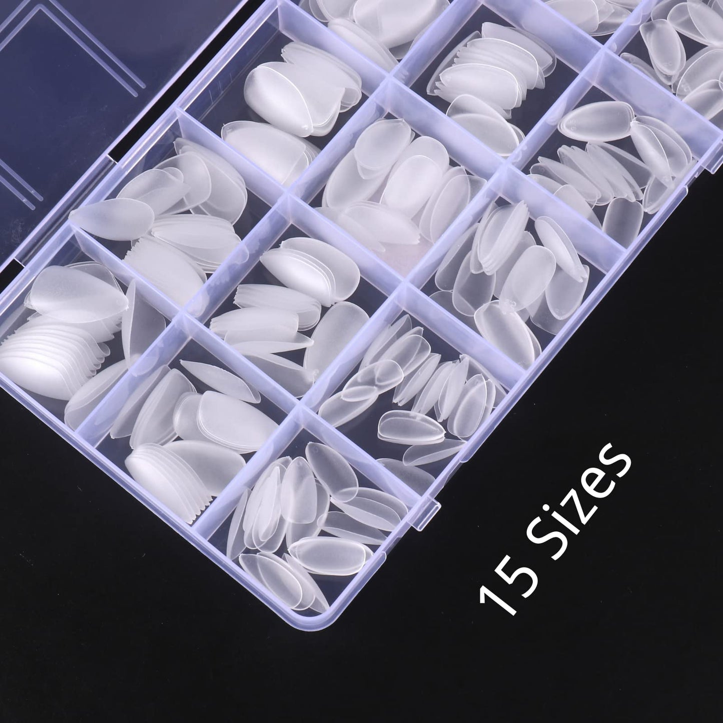 STZPRONAIL 15 Grids Fake Nail Tips Kit 300pcs Press on Nails Full Matte Acrylic False Nail Tips Full Cover False Nails DIY Manicure Set Nail Extension Kit 15 Sizes for Manicure Professional Nail Art Accessories (Medium Almond)