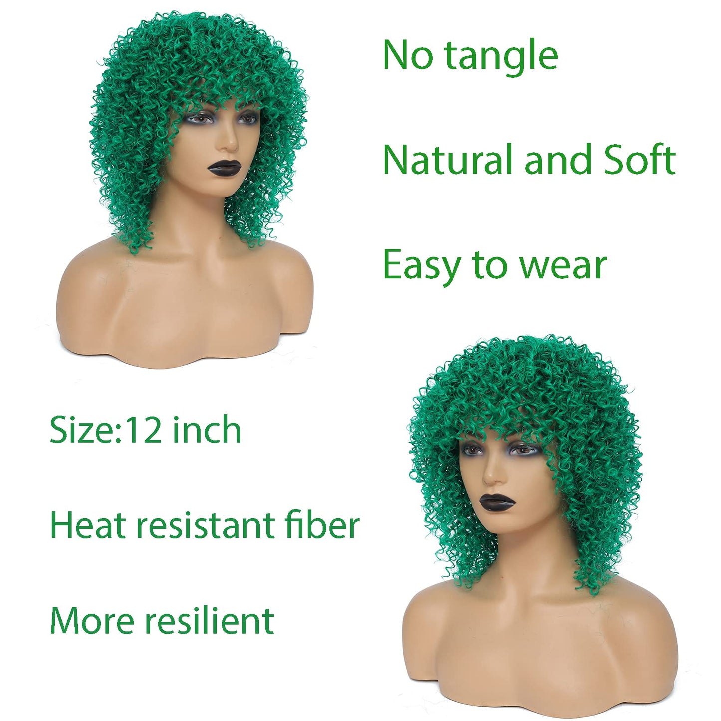 JOOVAMYUN Curly Afro Wigs for Black Women Short Wig with Bangs Kinky Curly Wig Natural Wigs for Black Women Cheap Wigs for Black Women