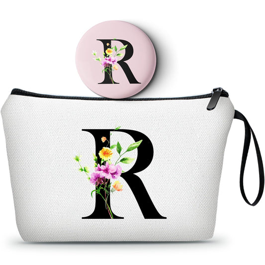 SEAMOON Personalized Makeup Bag,Women Gifts for Birthday,Unique Gifts for Women,Mother Gift,Makeup Bag with Mirror,Birthday Gifts for Friends Female,Personalized Gifts,Letter R