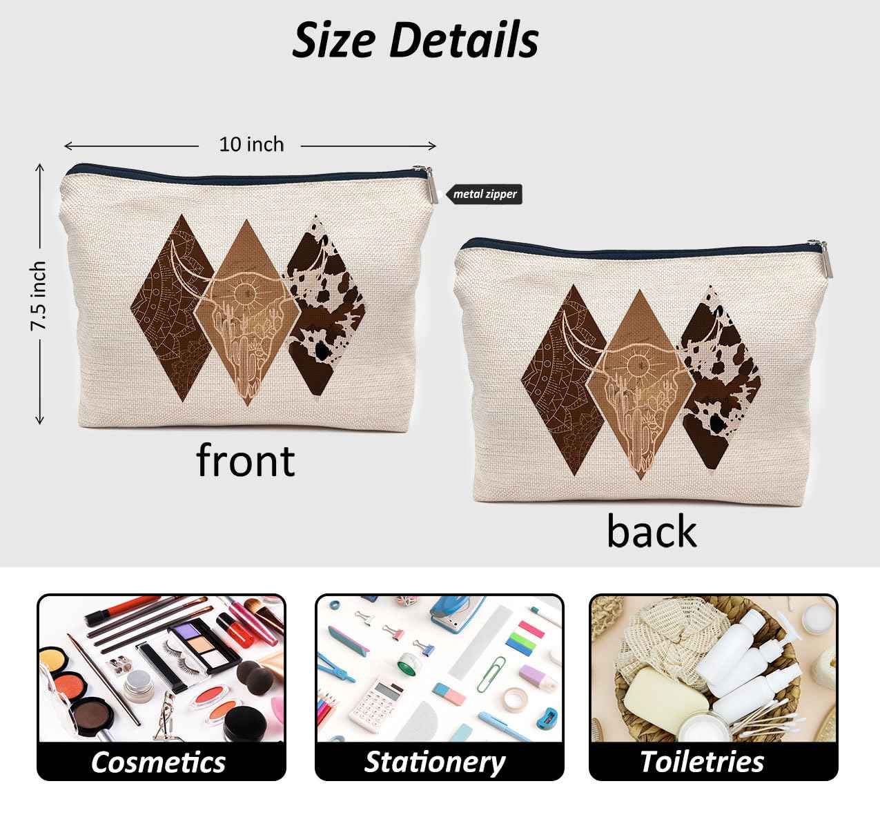 IWXYI Western Gifts Makeup Bag - Western Geometric Cosmetic Bags, Cowgirl Gifts, Western Gifts for Women, Western Stuff
