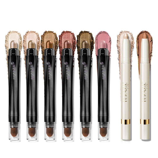 LUXAZA PRO Cream Eye Shadow Eyeliner Makeup Sticks, Highlighter Brightener Pencil Classic-A003 + Multi-use-S1M2