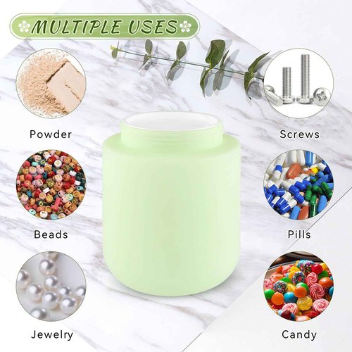 16.9oz/500g Plastic Containers Empty Cosmetic Jars Large Makeup Sample Storage Pot with Lid & Inner Liner for Lotion Cream Ointments DIY Makeup Travel - 1 Pcs-Green