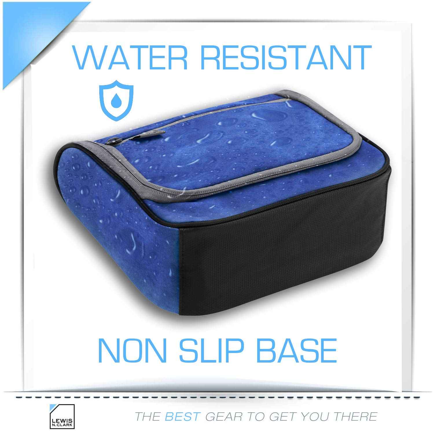 Lewis N. Clark Brushed Twill Hanging Toiletry Kit Bag for Travel Accessories, Shampoo, Cosmetics + Personal Items, Gray