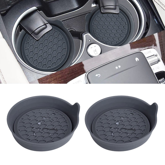 Amooca Car Cup Coaster Universal Automotive Waterproof Non-Slip Cup Holders Sift-proof spill Holder Car Interior Accessories 2 Pack Grey