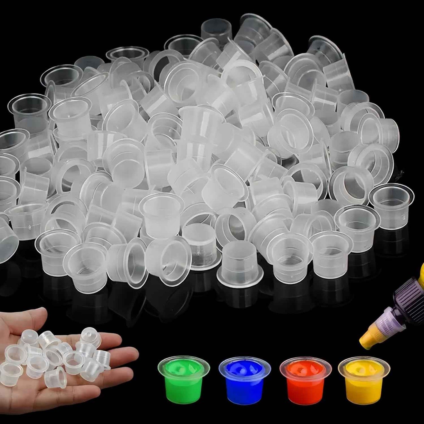Tattoo Ink Caps Cups - 1000Pcs Disposable Plastic Pigment Tattoos Ink Caps Cups for Tattoo Ink, Tattoo Supplies