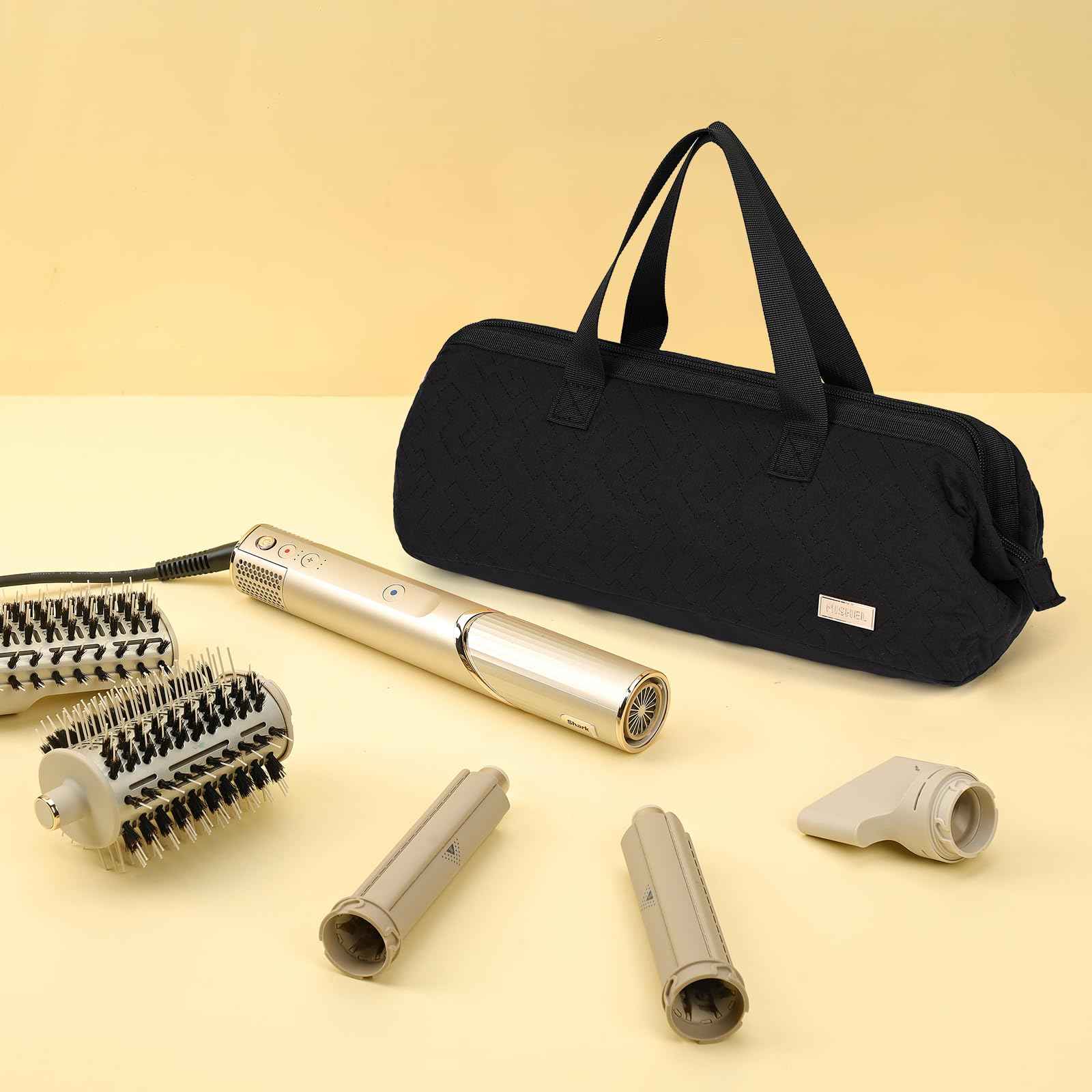 NISHEL Hair Tools Travel Carrying Bag, Portable Hair Air Wrap Dryer Case, Hair Dryer/Curling Iron/Airstraight Attachment Organizer, Black