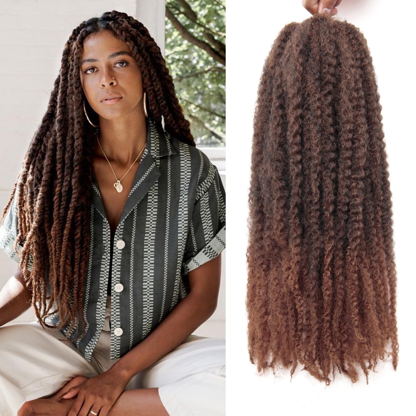 Marley Twist Braiding Hair 18 Inch Marley Twist Hair 3 Packs Cuban Twist Hair Afro Kinky CuRLY Crochet Hair Synthetic Marley Hair Extensions (18 Inch(Pack of 3),T1B/30)