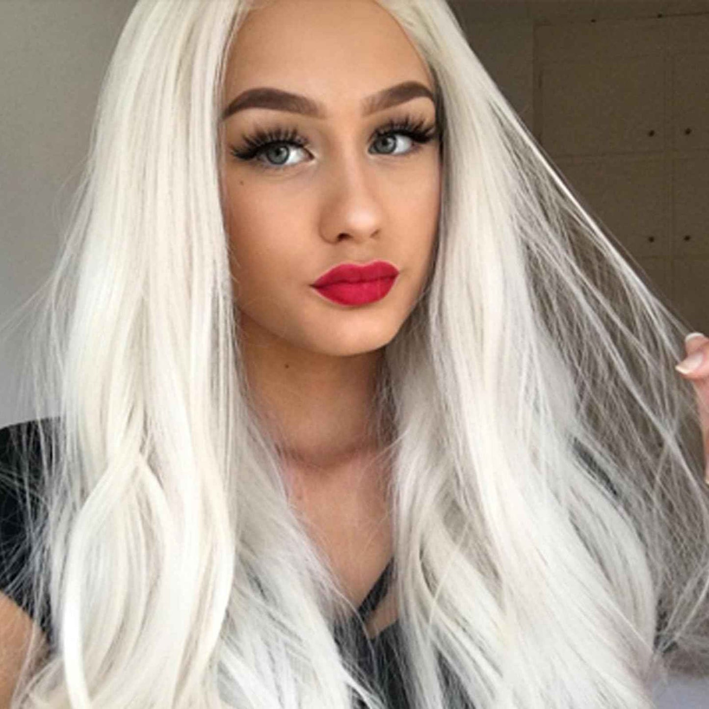 Platinum Blonde Wig Lace Front Real Hair Curly Wigs Long White Blonde Hair Wig Wavy Afro Wigs for Black Women Drag Queen Cosplay Daily Synthetic 26 Inch Lace Front
