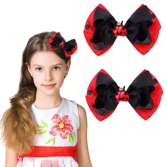 Back to School Bow Hair Clips for Women Red Ribbon Summer Hair Bows Cartoon Animal Shape Hair Barrettes for First Day of School Kindergarten Students Outfits Cute Teacher Hair Styling Accessories 2Pcs