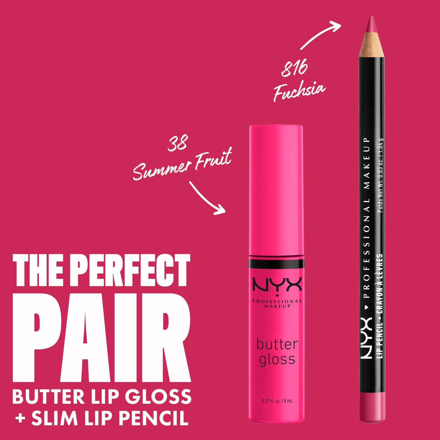 NYX PROFESSIONAL MAKEUP Butter Gloss, Non-Sticky Lip Gloss - Summer Fruit (Hot Pink)