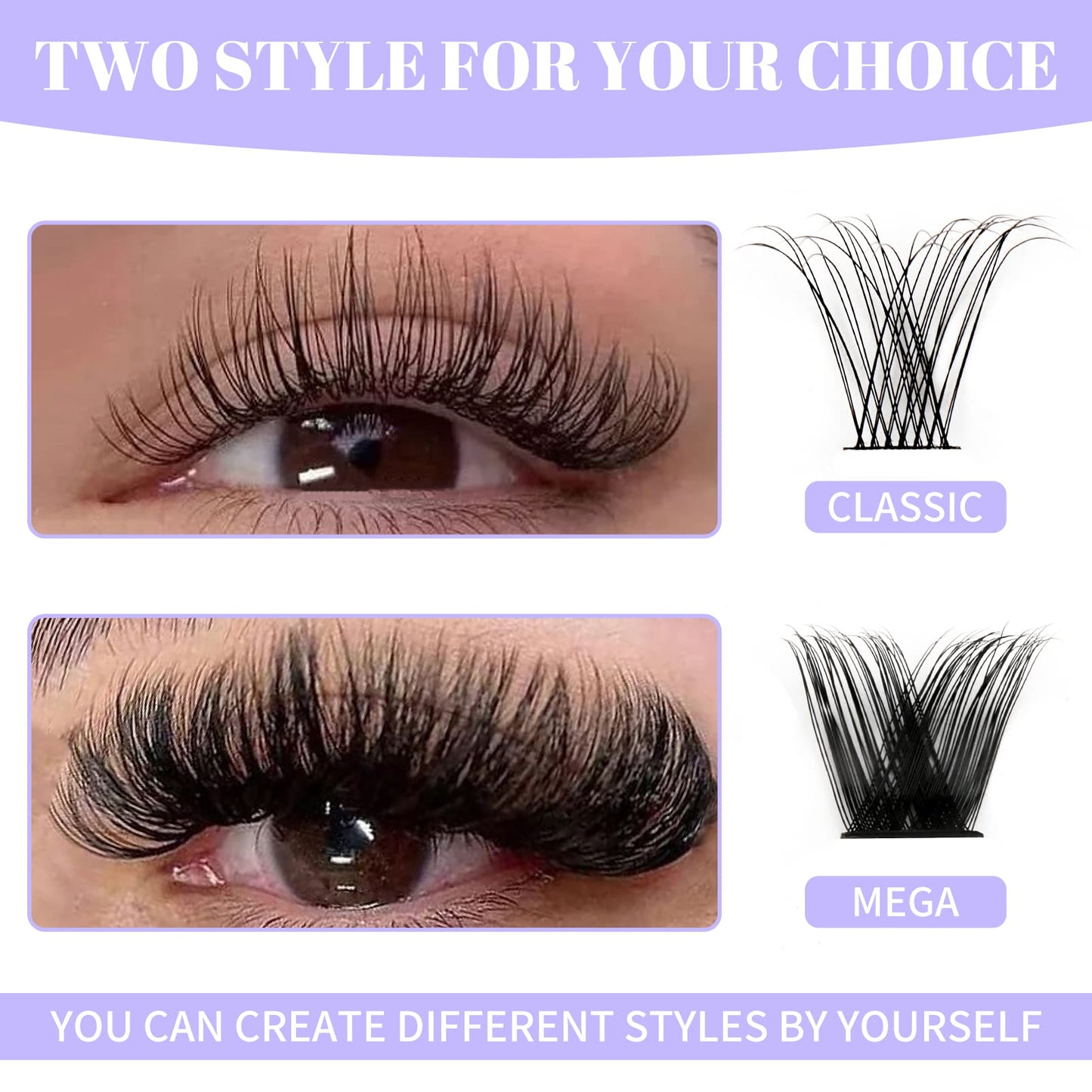 Lash Clusters Individual Lashes C/D Curl Cluster Lash Extensions Wide-stem Lash Clusters 12-16mm Thin Band Cluster Lashes Soft and Wispy Clusters Eyelashes Comfortable Matte Black Lash Clusters