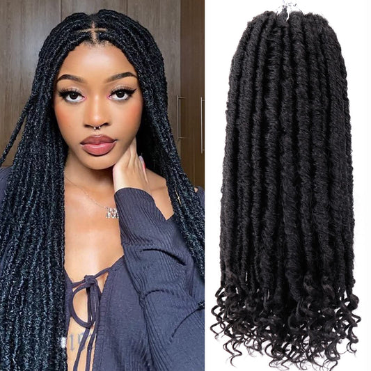 Goddess Locs Crochet Hair 6 Packs 24 Inch Straight Faux Locs Crochet Hair for Black Women, Crochet Pre-Looped Curly Hair Soft Faux Locs Synthetic Braiding Hair Extensions (24 Inch, 6 Packs, 1B#)