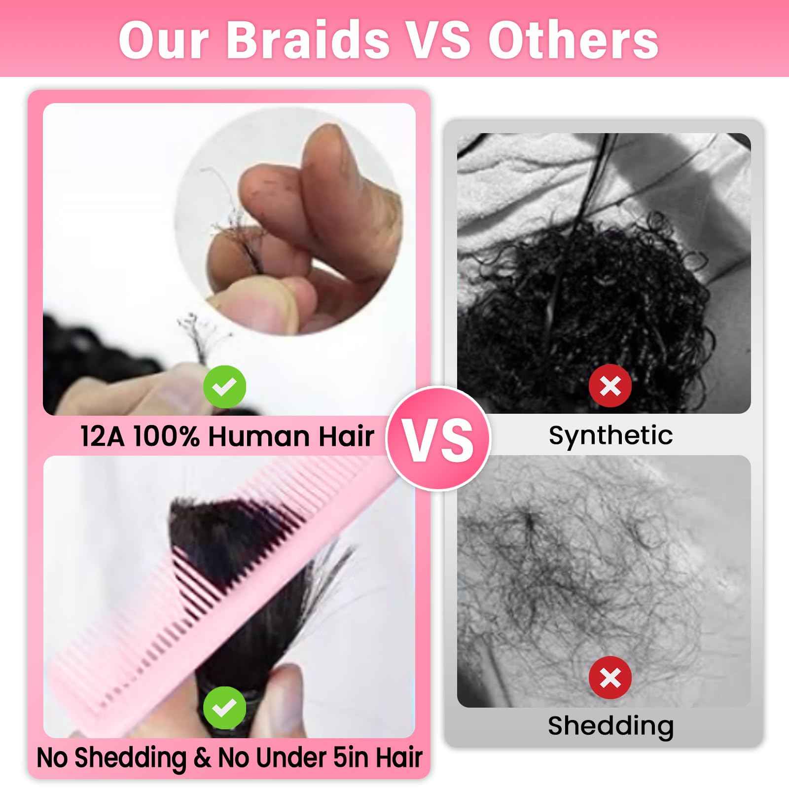 WOWANGEL Human Braiding Hair For Boho Braids 100g,100% Unprocessed Brazilian Virgin Hair, 12A Deep Wave Knotless Bohemian Bundles, Curly Hair Extensions,2 Bundles,Natural Black(1B),16 Inch