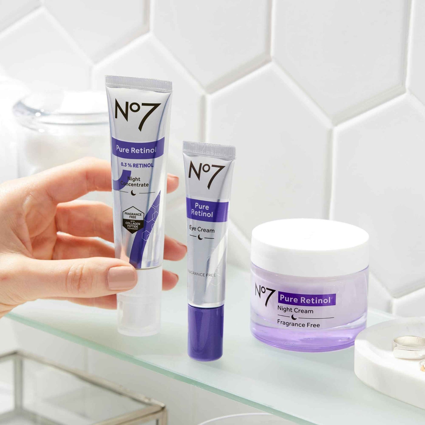 No7 Retinol Collection - Includes Retinol Night Repair Cream (25ml), Eye Cream (5ml), 0.3% Night Concentrate (10ml), Velvet Eye Mask & Pillow Mist (75ml) (5 Count)