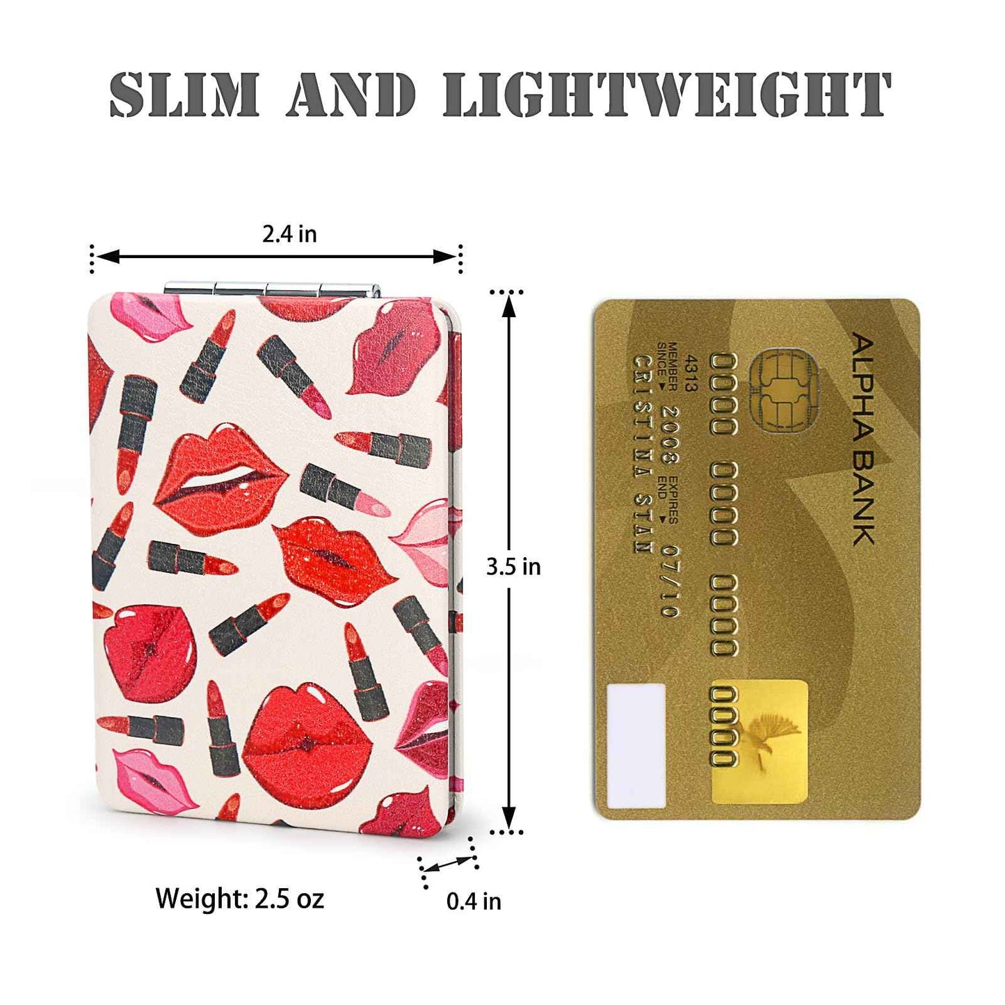 YTLX Quality Vanity Compact Makeup Mirror for Girls Women, Stylish Slim Travel Cosmetic Mirrors for Pocket Purse Wallet Handbag, Portable Magnifying Handheld Small Mirror Foldable Cute Lightweight