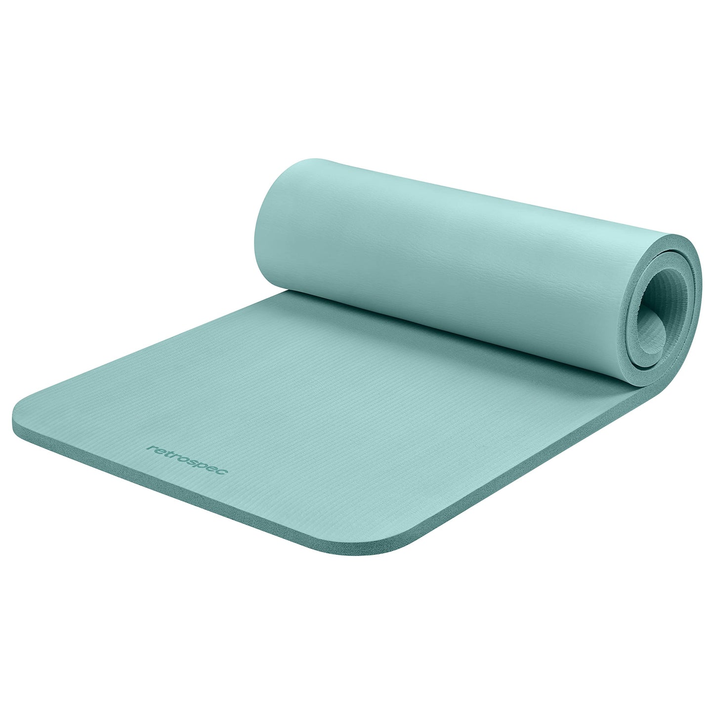 Retrospec Solana Yoga Mat 1" Thick w/Nylon Strap for Men & Women - Non Slip Exercise Mat for Home Yoga, Pilates, Stretching, Floor & Fitness Workouts - Blue Ridge