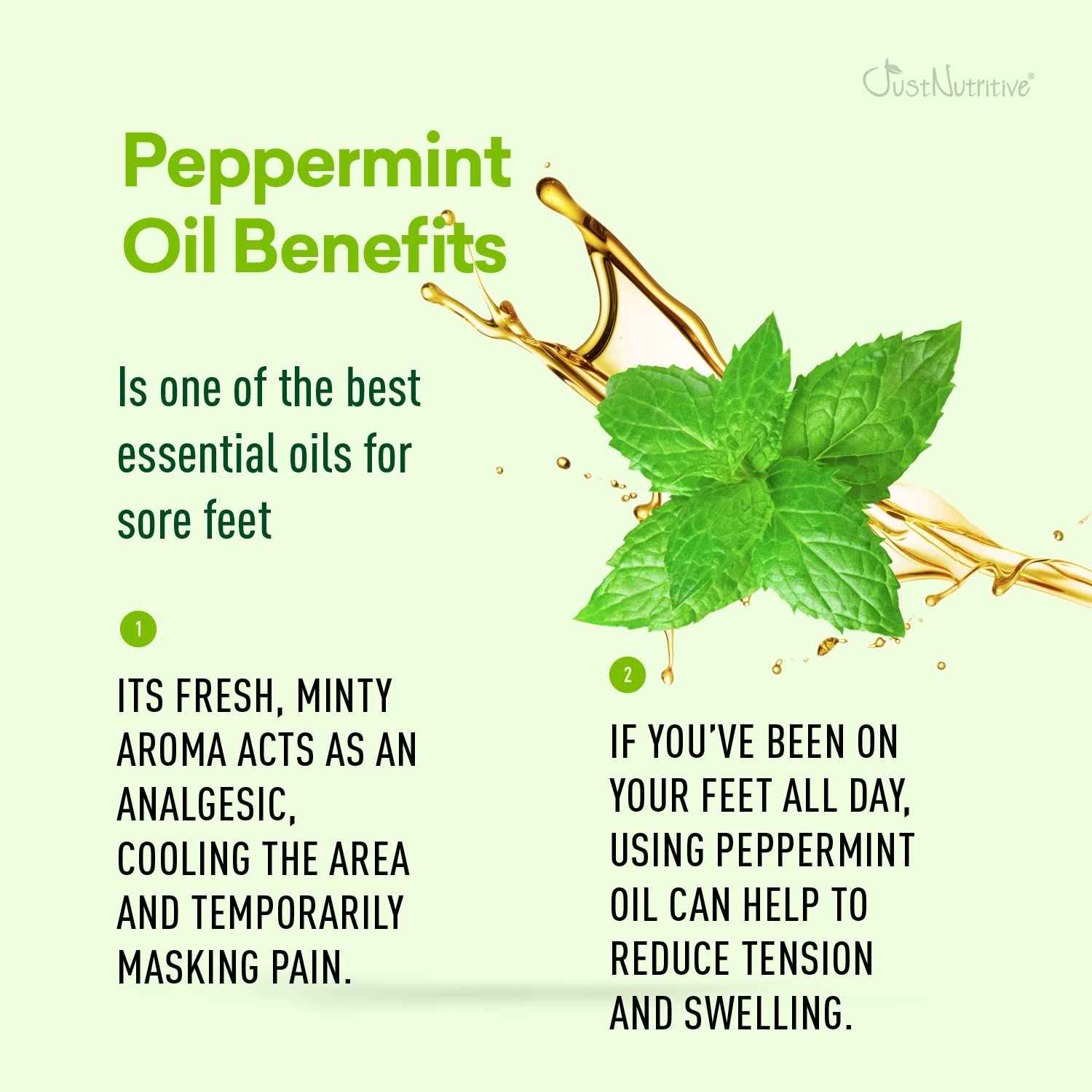 Just Nutritive Peppermint Foot Lotion | Best Soothing Relief for Tired Feet | Feet Tingle as the Peppermint essential oil goes deep to help relieve aches and tension