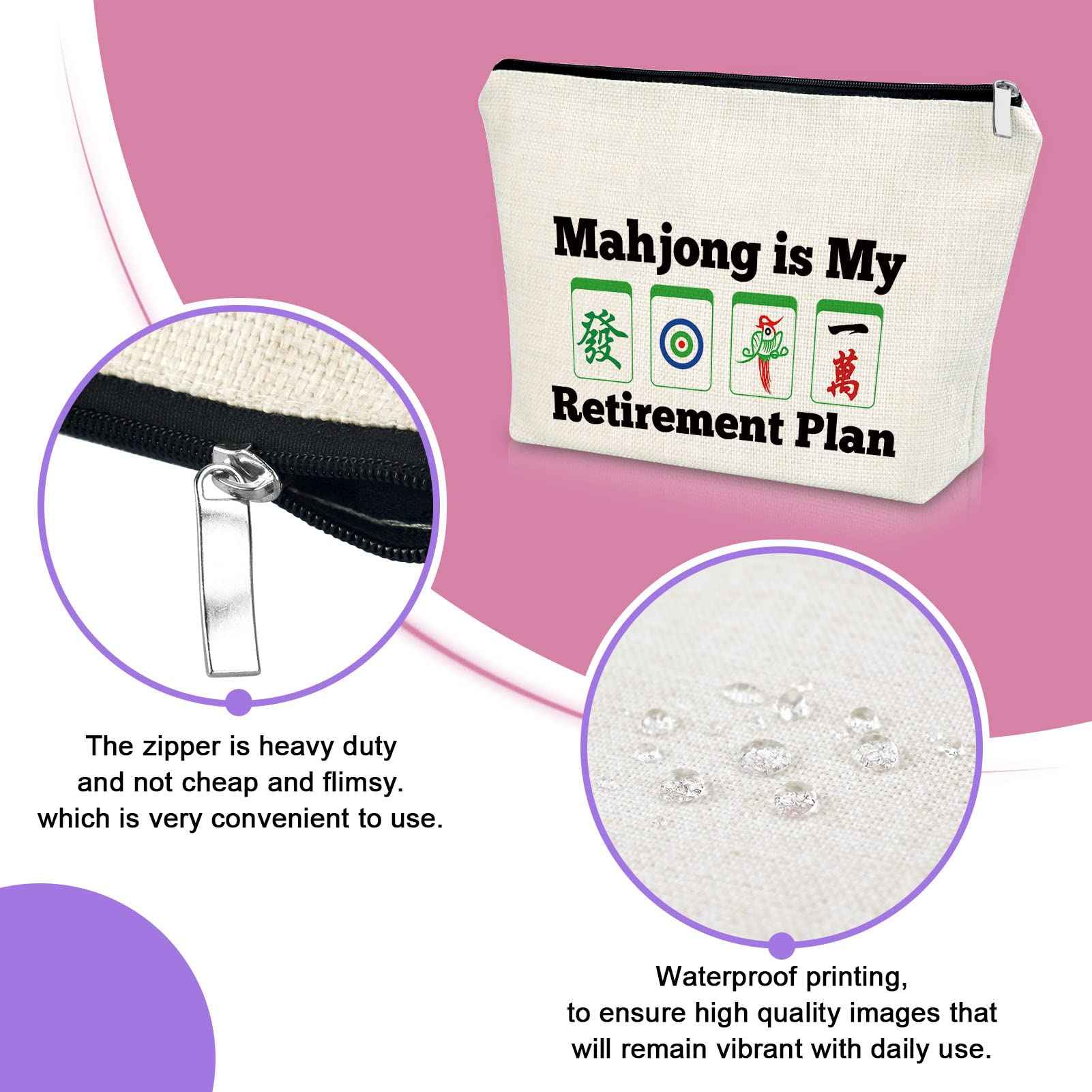Sazuwu Mahjong Lover Retirement Gifts for Her Cosmetic Travel Pouch Birthday for Mom, Grandma, Aunt