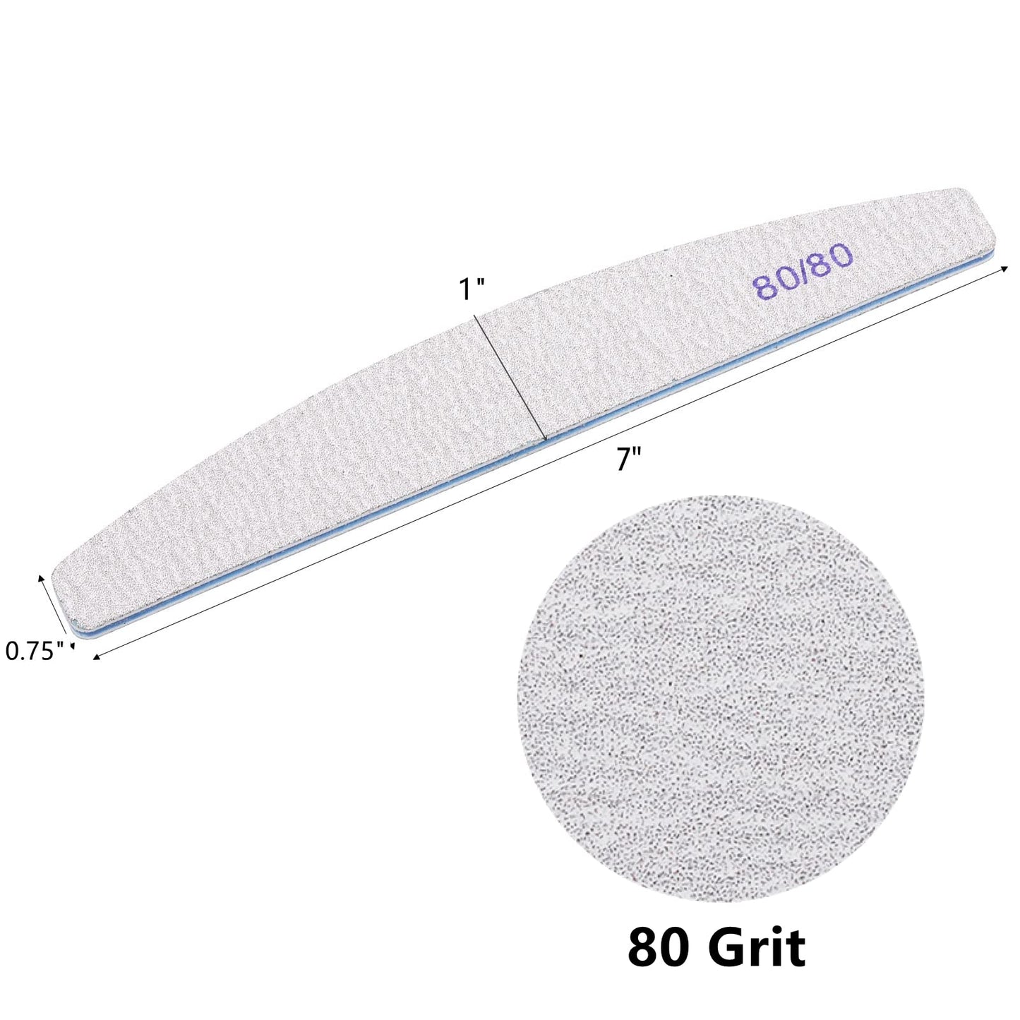 50 Count 80/80 Grit Nail Files for Acrylic Nails, Coarse Grit Emery Boards Professional Nail Files Set