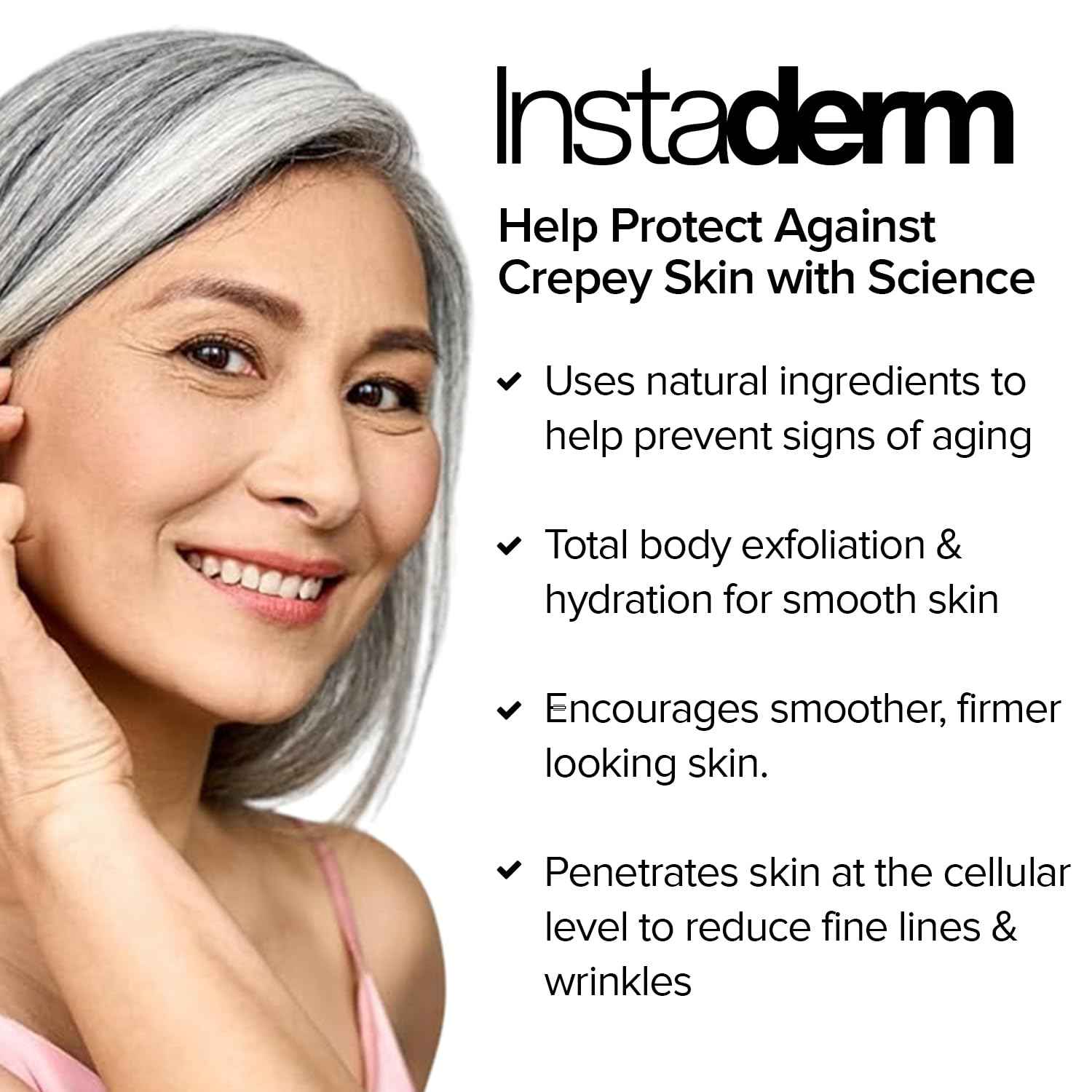 Instaderm Crepe Fix Body Restorative Cream – Anti-Aging Wrinkle Cream, Support Skins Natural Elastin & Collagen Production to Restore, Lift, Tighten, Hydrate & Smooth Thinning Aged Crepey Skin. 4OZ