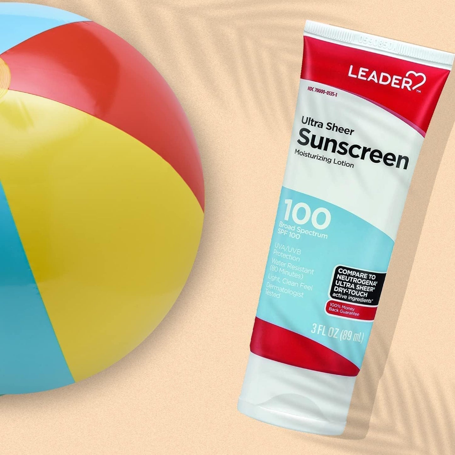 Leader Travel Sunscreen SPF 100+, Ultra Sheer Dry-Touch Water Resistant and Non-Greasy Lotion with Broad Spectrum SPF 100+, 3 Fl Oz (2)