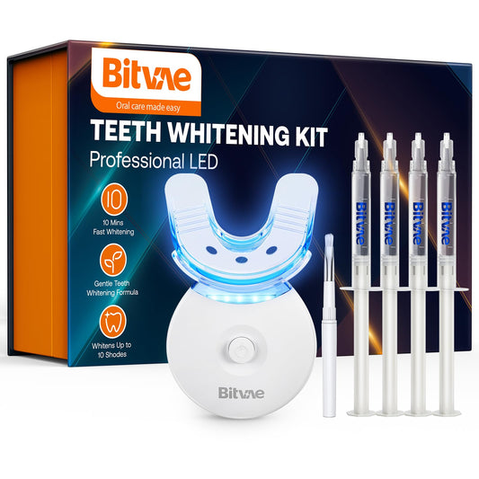 Bitvae Teeth Whitening Kit with LED Light, Teeth Whitening Gel for Sensitive Teeth, Non-Sensitive Fast Teeth Whitening Device, Remove Stains from Food, Coffee, Smoking, Enamel Safe and Gentle