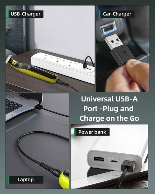 Superer 5V USB Charger Cord Fit for Philips Norelco One Blade 360 Newer Model QP2724 QP2834 QP1924 QP4631 QP6542 QP4530, MG7910 MG5910 MG9510 MG9525, X3001 S3341 X3052, for Phillips Power Shaver Cable