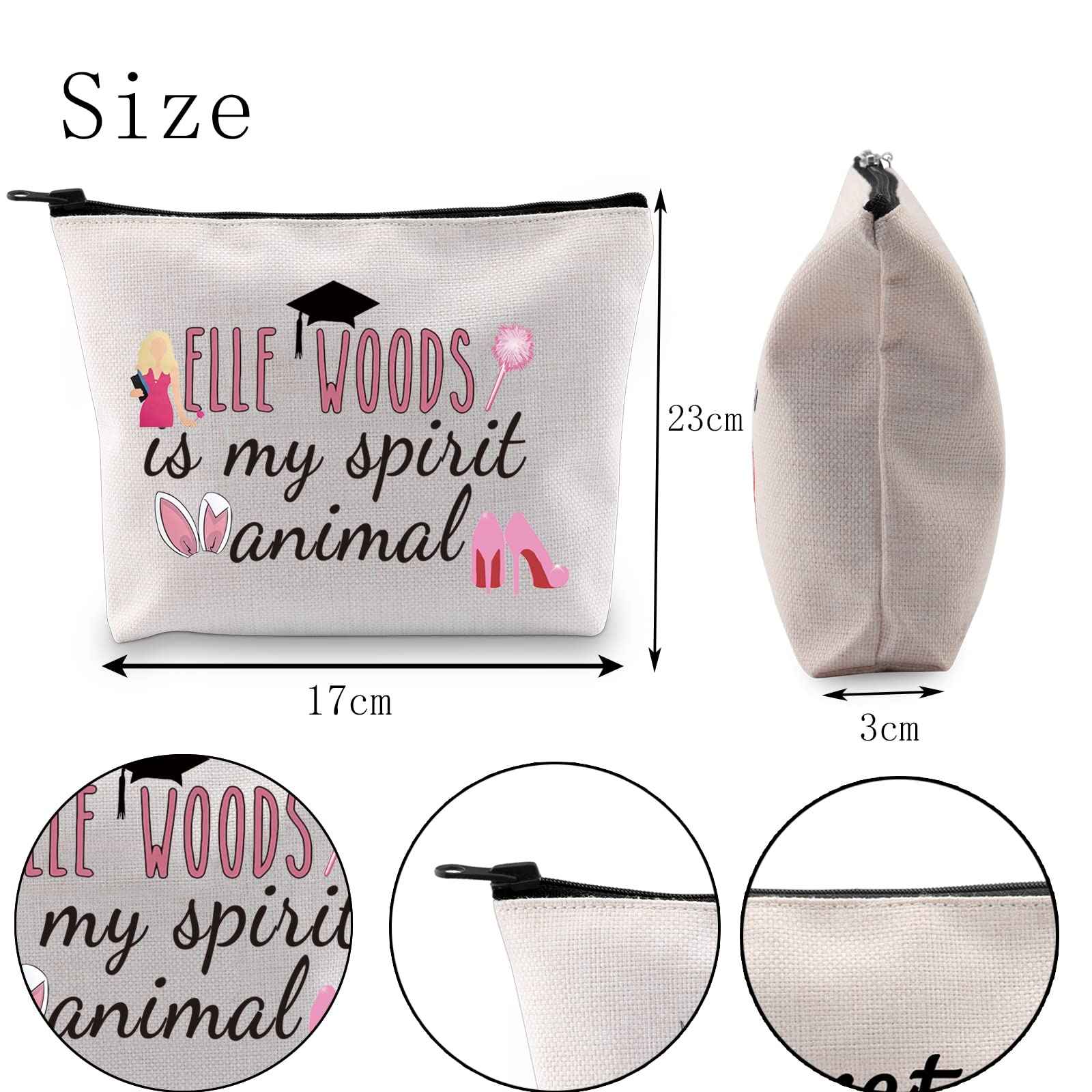 POFULL Movie Inspired Gift Law Student Makeup Bag Elle is My Spirit Animal Cosmetic Bag Attorney Gift (Woods is My Spirit Animal bag)