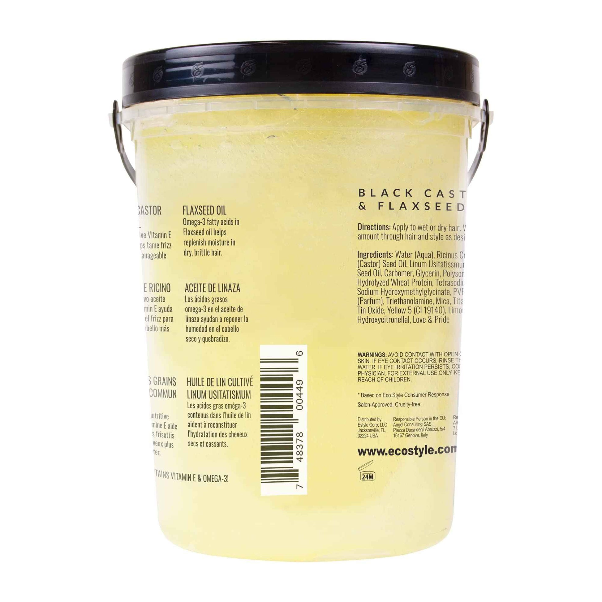 Eco Style Black Castor and Flaxseed Oil Styling Gel - Helps Nourish and Repair Damaged Hair - Promotes Healthy Scalp - Provides Superior and Weightless Hold - Delivers Long Lasting Shine - 80 oz