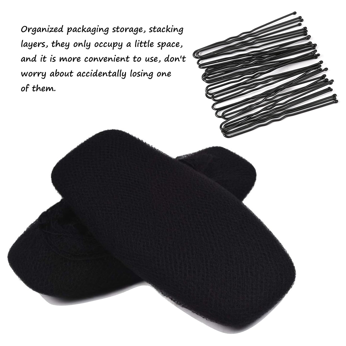 Hair Net, 100PCS 24 Inches Black Hair Nets and 50PCS 2.4 Inches Brown U Hair Pins Set, Hair Nets for Food Service Workers, Hair Bun Making Ballet Dancer and Hair Pins for Women, Men, Girls