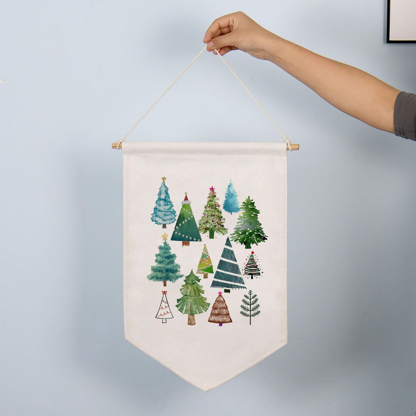 Christmas Tree Banner Christmas Decor Christmas Pennant Style Flag Wall Decor Banner Holiday Wall Decor Christmas Tree Art Snowy Forest Wall Art Christmas Gift