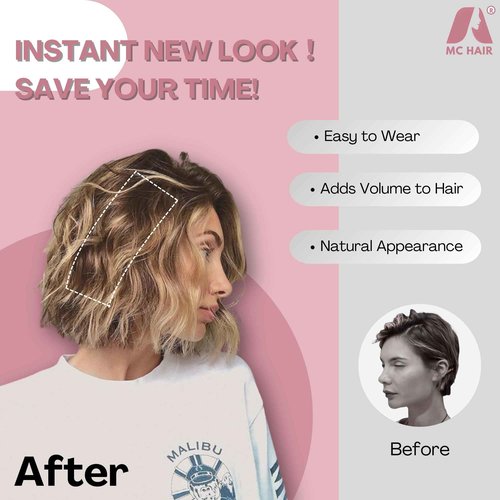 2 Pcs Short Hair Extensions, Clip in Extensions Human Hair for Women Adding Volume 10 Inch Medium Brown and Honey Blonde