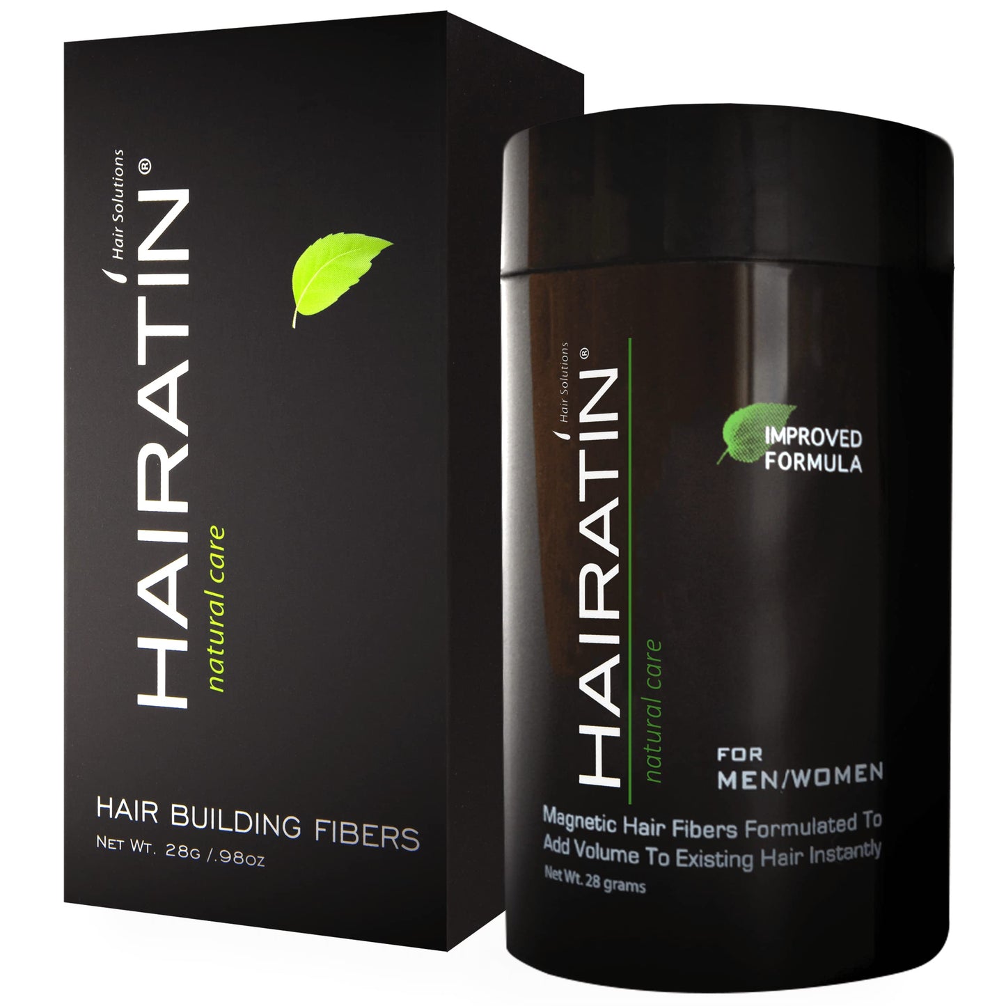 HAIRATIN Building Fibers for Thinning Hair, Black, 28G - Achieve Fuller, Natural Looking Results, Instantly Conceals Hair Loss in 10 Seconds, Thickener & Bald Spot Cover Up for Men & Women