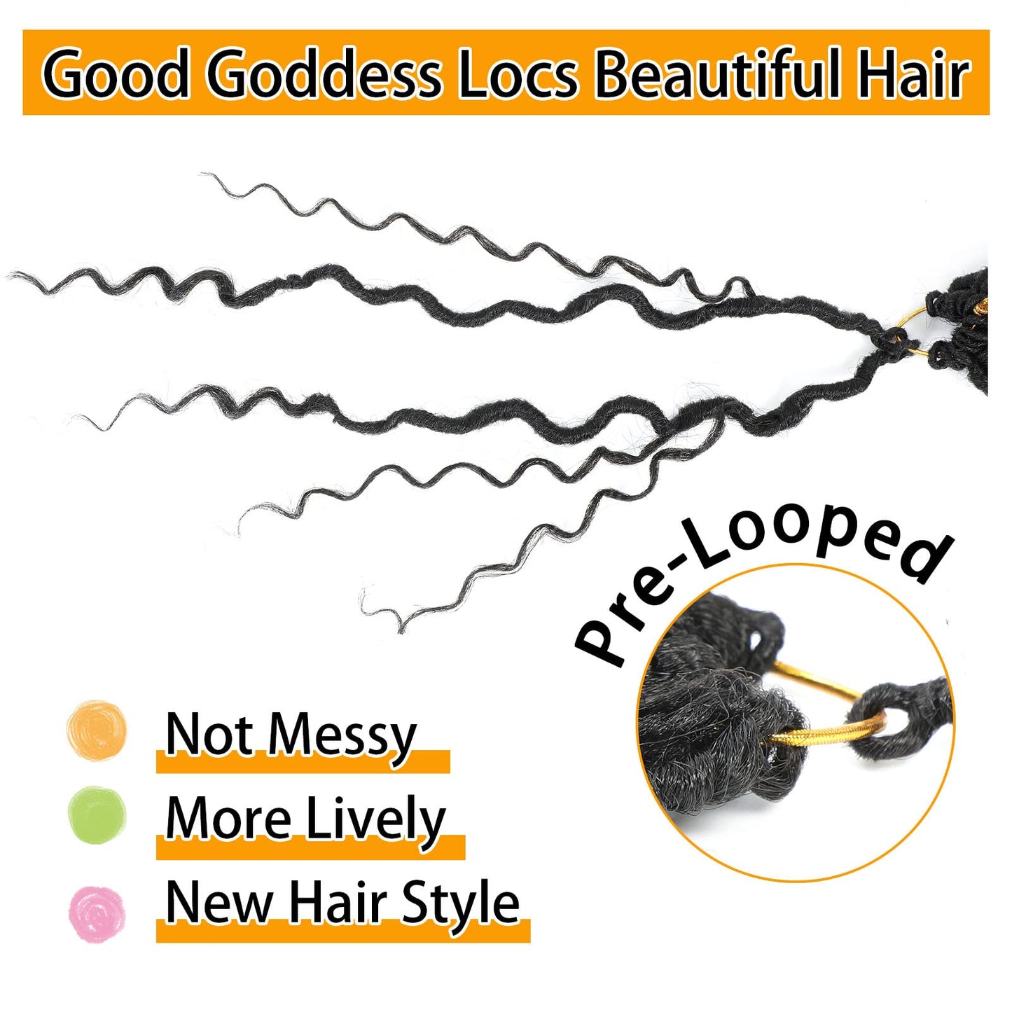 Col Bling Goddess Locs Crochet Hair 14 Inch, 8 Packs Faux Locs Crochet Hair Pre Looped for Women, Boho Crochet Locs with Curly Ends (Black)