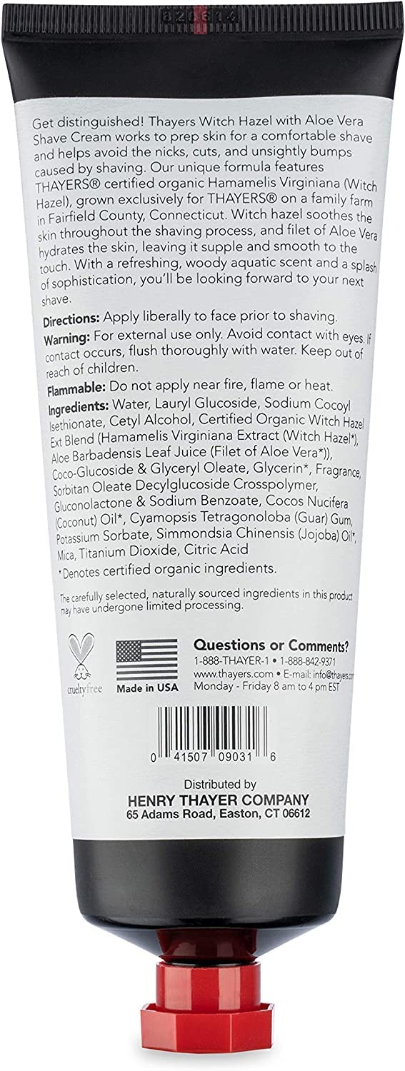 THAYERS Gentlemen's Collection Shave Cream with Witch Hazel and Aloe Vera, 4 Fl Oz