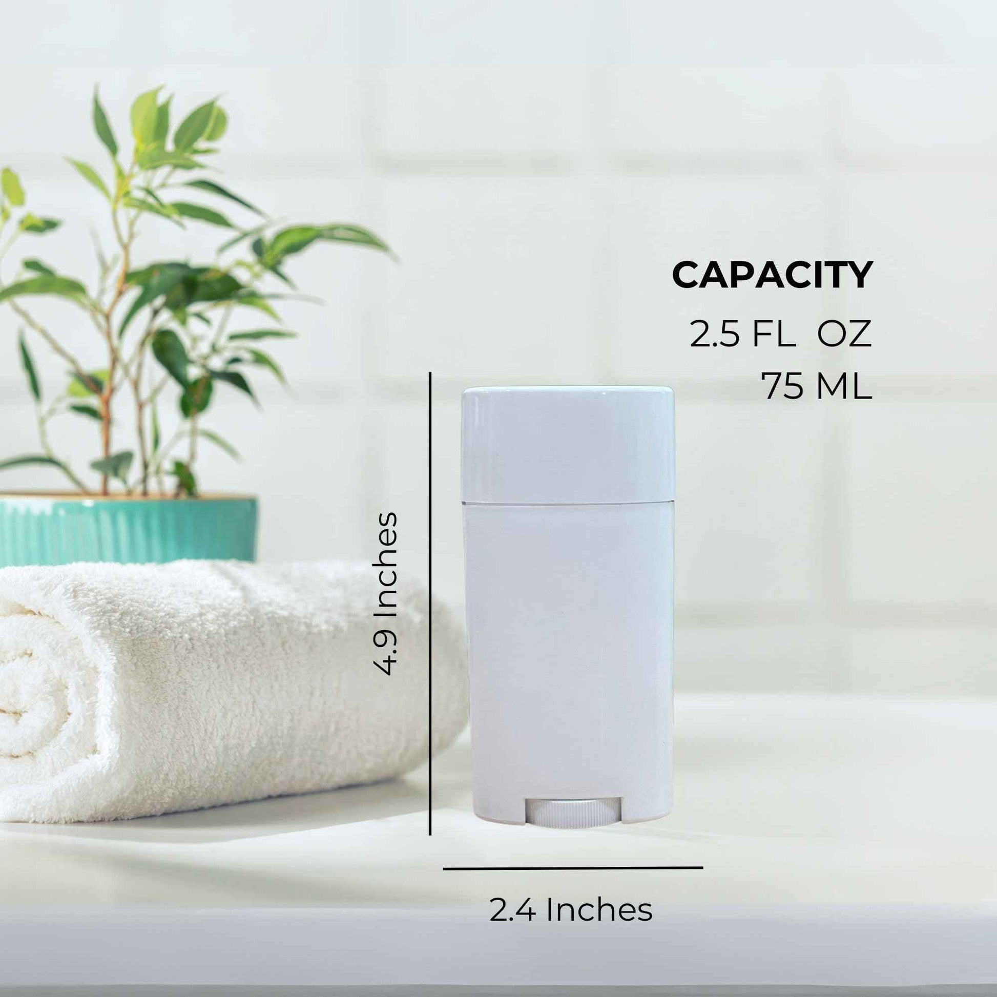 Cornucopia Brands 2.5oz Empty Deodorant Containers (8-Pack, 75ml); BPA-Free Plastic White Twist-Up Refillable Tubes for DIY Deodorant, Aromatherapy, Balm, Etc.