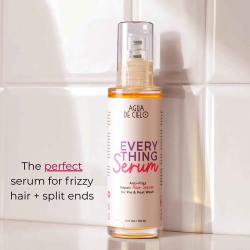 Agua de Cielo Everything Serum - Pre & Post Wash Anti-Frizz Hair Serum Infused With Castor, Macadamia & Argan Oil, Nourishes, Hydrates & Protects, Great for Hair Frizz Control - 4 Oz