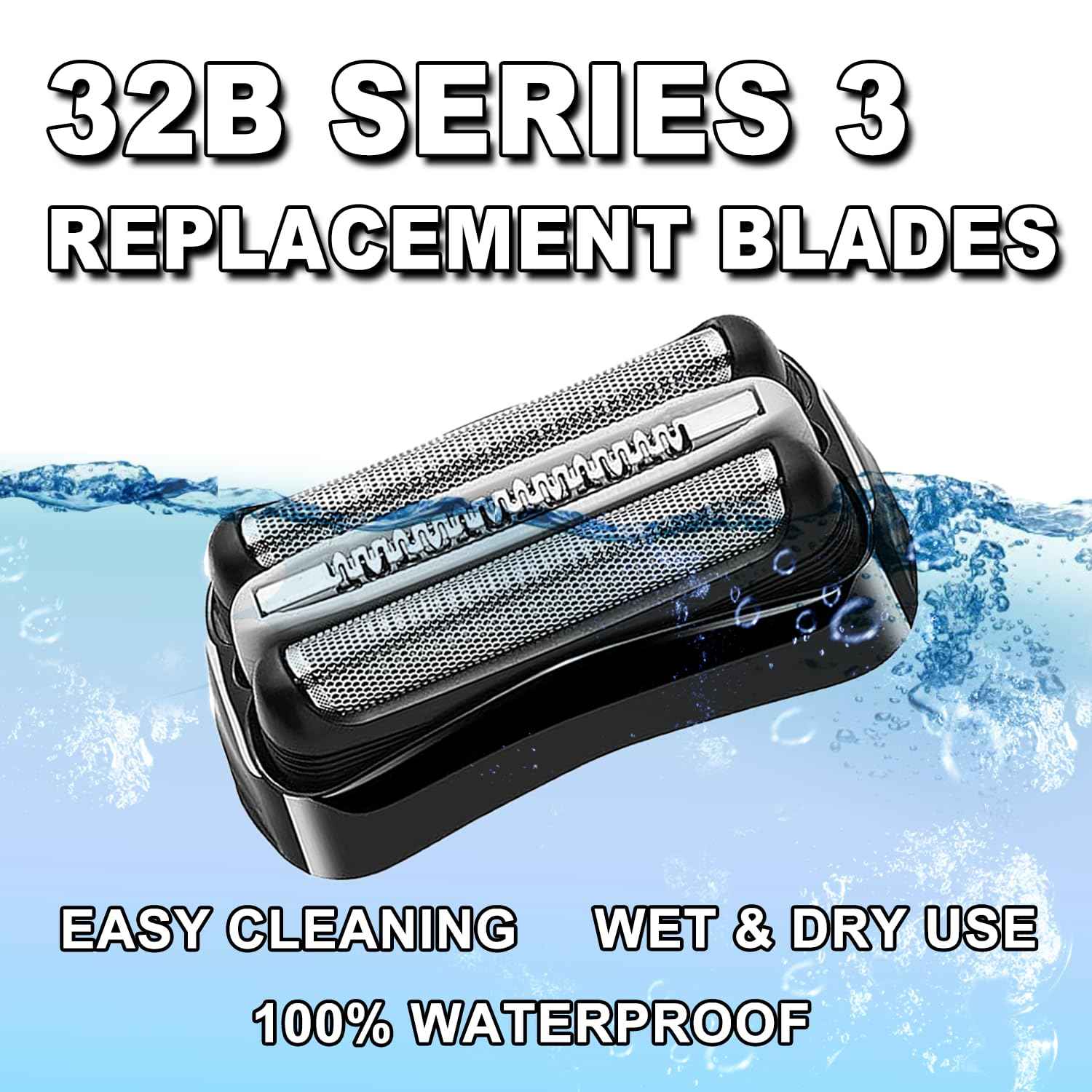 Series 3 32B Electric Replacement Shaver Head Accessories blade Compatible with Braun Series 3 Foil Shaver Replacement Heads S3 3040s 3080s-4 370cc 3070cc 3000s 3010, 3090cc Etc (2PACKS)
