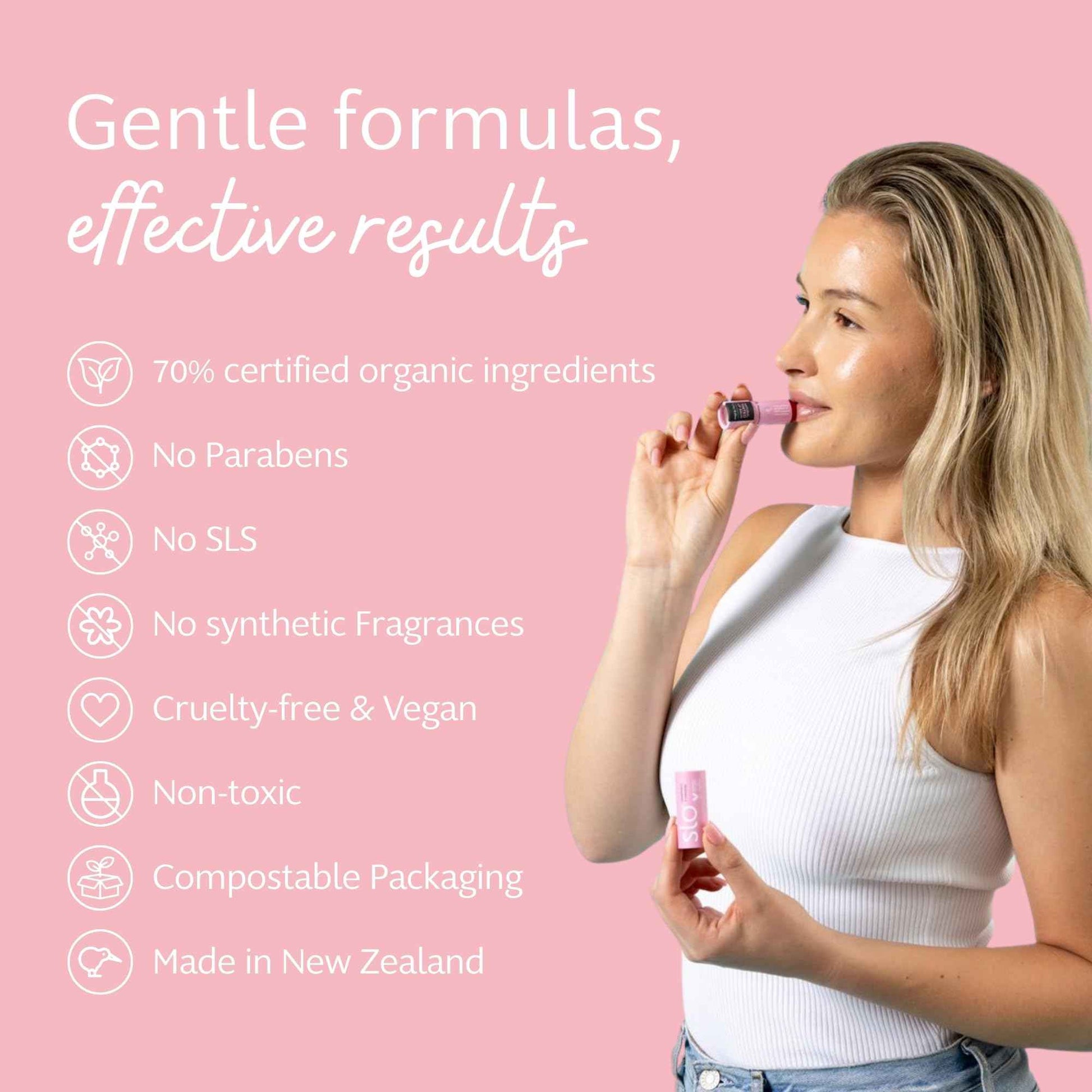 Slo | Natural Lip Balm - All Natural Ingredients, Vegan & Cruelty Free, Hydrating & Soothing, Plastic Free, Paper Packaging | Raspberry + Rosehip | 3 Pack (3 x 0.28oz/8g)