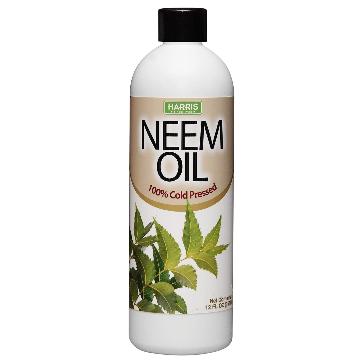 HARRIS Neem Oil, 100% Cold Pressed and Unrefined Concentrate for Plant Spray, High Azadirachtin Content, 12oz