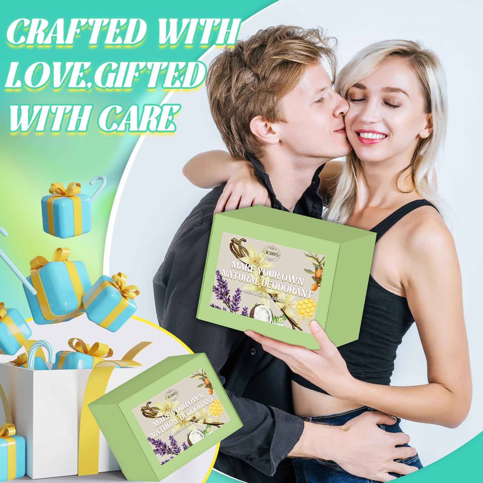 JCOOS Deodorant Making Kit, DIY Deodorant Kit, Aluminum Free Antiperspirant for Women and Men, Shea Butter, Coconut Oil, Baking Soda, Vanilla & Lavender Essential Oils, Containers Sweat & Odor Control