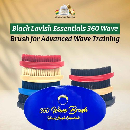 Black Lavish Essentials Men’s Hair Brush, Build Deeper, Hard Boar Bristle Curved, Perfect for Styling Hair, Ultimate Wave Grooming Tool, 360 Wave Brush (Blue, Medium-Hard Bristle)